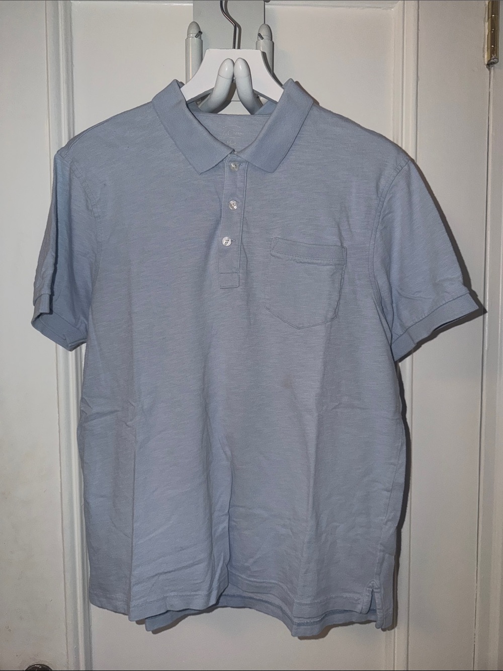 J. Crew Light Blue Short-Sleeve Polo with Chest Pocket